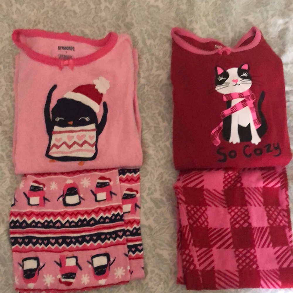 Girls Size 7 Gymboree Christmas Pajamas 2 Sets!